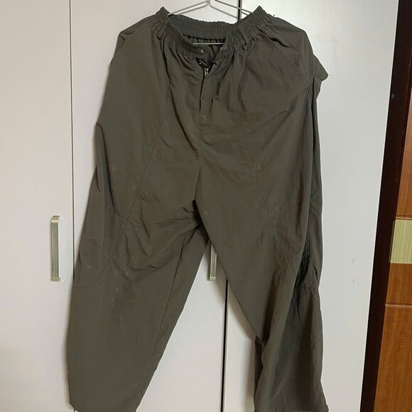 Pants - Vintage Olive Parachute Wide-Leg Pants